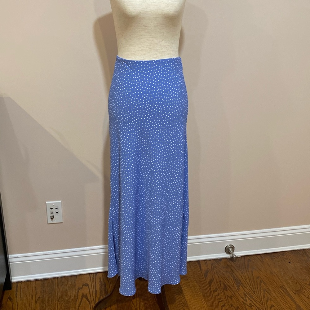 Loft Blue Polka Dot Maxi Skirt